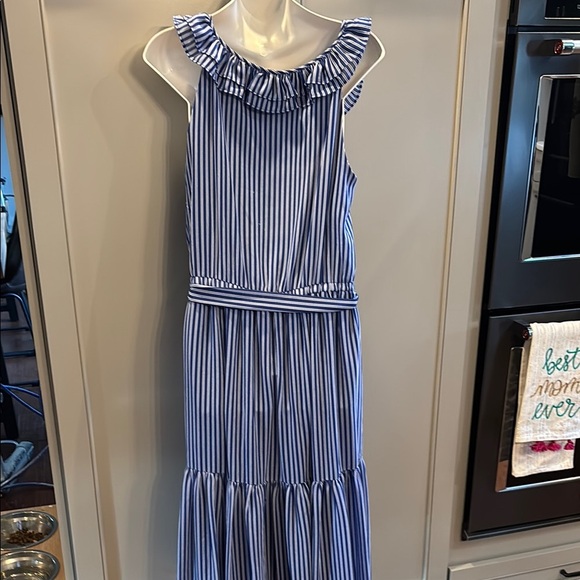 MICHAEL KORS Women's Mini Railroad Maxi Dress - Twilight Blue LG - Picture 8 of 9